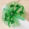 Cloverleaf Tull Hairband For Girls Pearls Mesh Hair Hoops Large Fresh Green Bow Hair Bands Easter Headwear Hair Accessories