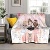 Ballerina In Pink Flowers Blanket Flannel Blanket for Bed, Sofa, Camping, Hiking, Picnic Essentials, Gift for Family Fan Gifts