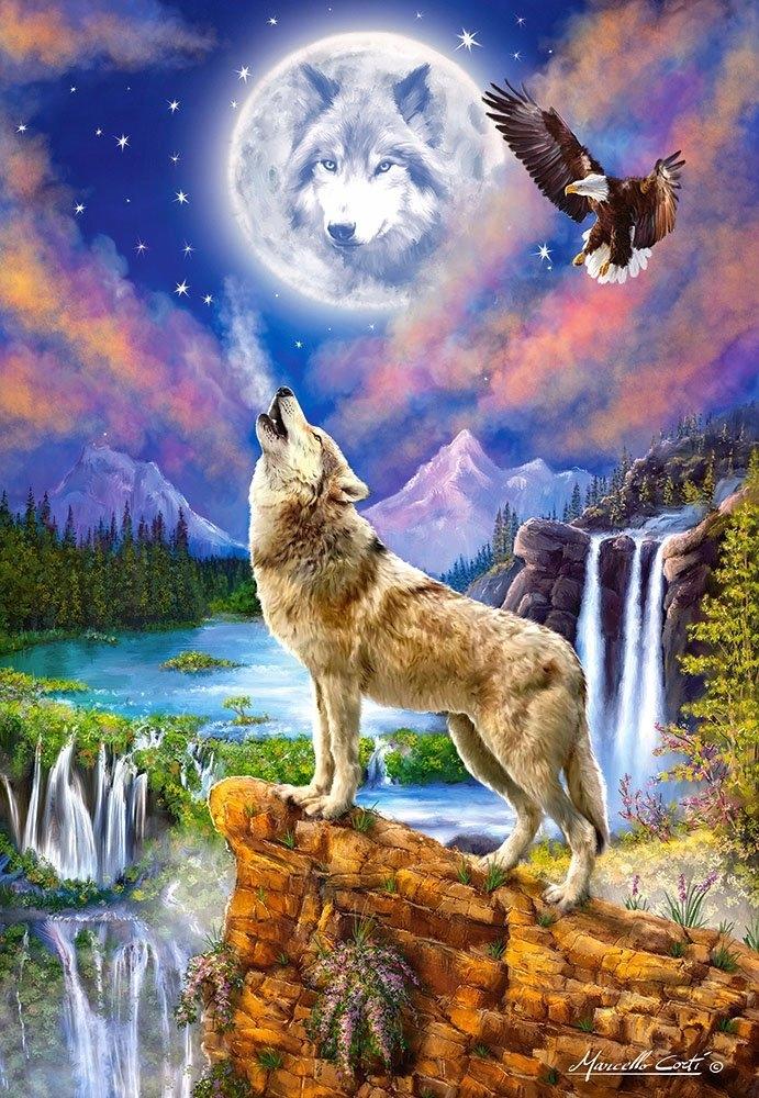 Puzzle 1500 pieces C-151806-2 Wolf's Night