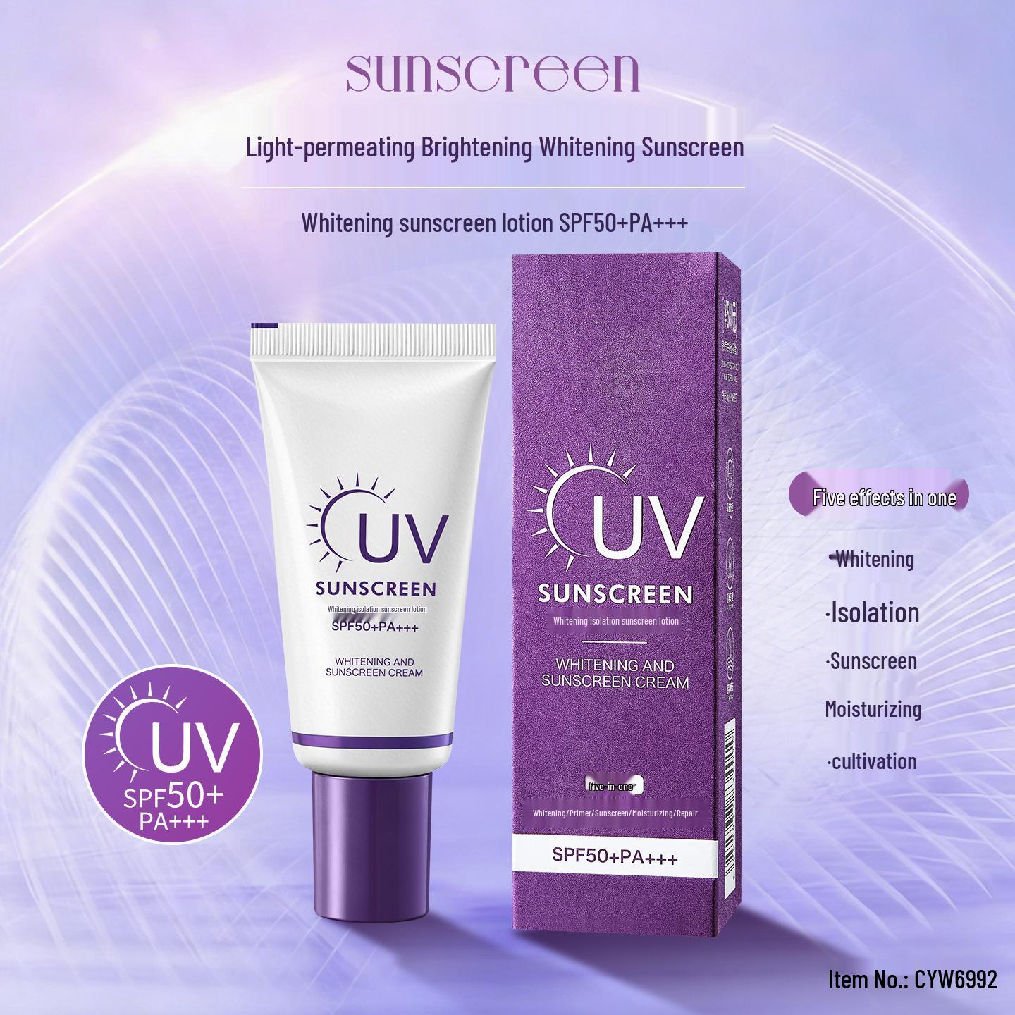 Han Yi Whitening SPF50+ Sunscreen: Lightweight, breathable, moisturizing, non-sticky. CYW6992