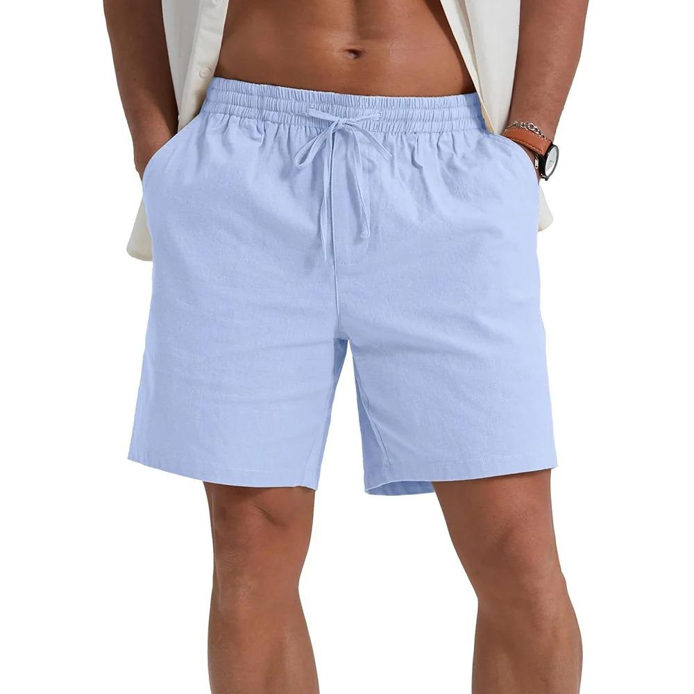 Summer New Men's Shorts Lightweight Breathable Casual Short Pants Cotton Linen Simple Style Daily Sweatpants Short Trousers