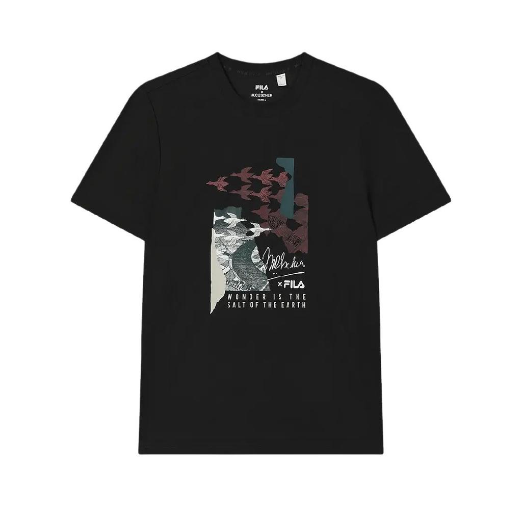 New FILA x M.C.ESCHER SS25 T Shirt Men's Jet Black F11M538102F-BK