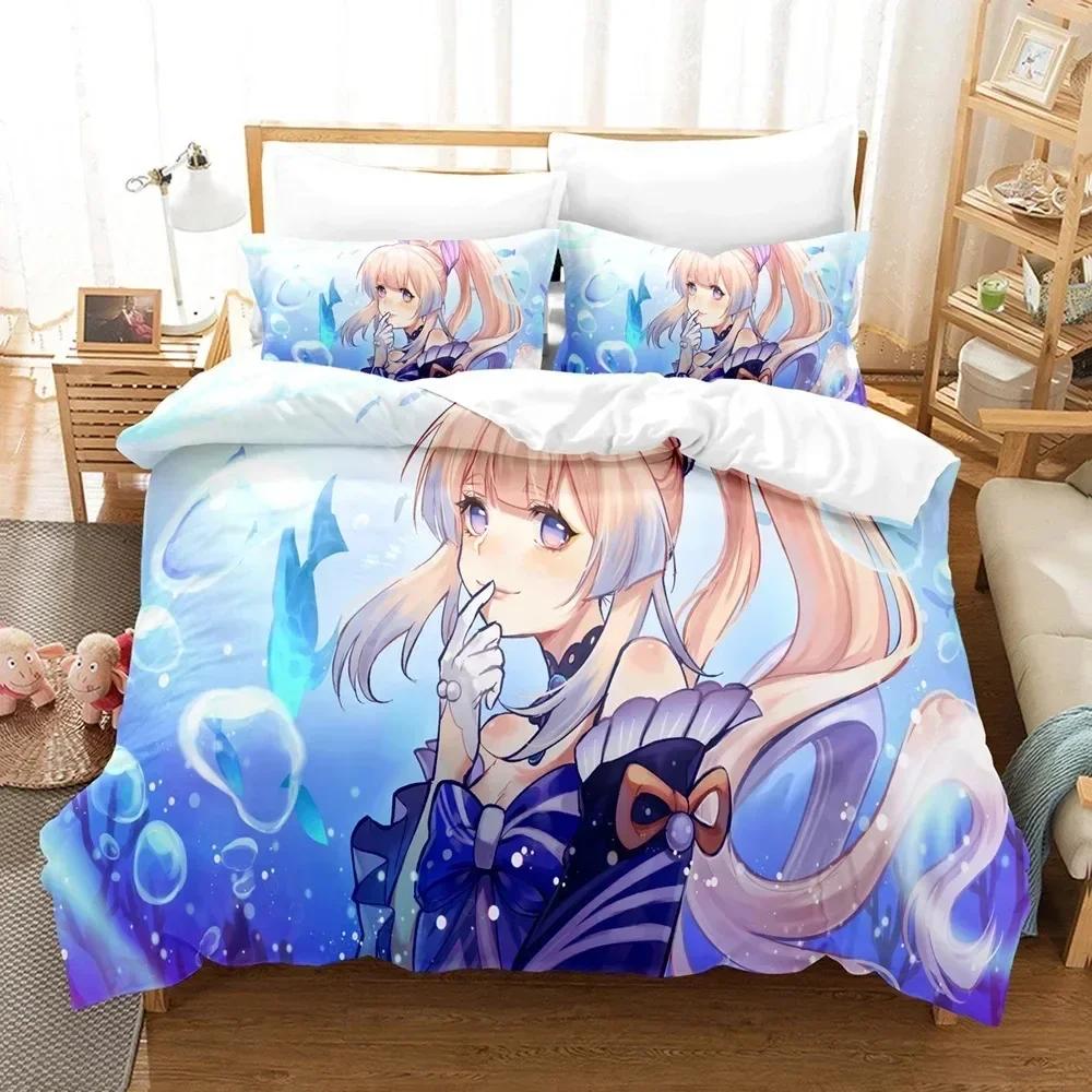 3D Print Cartoon Bedding Set Genshin Impact Game Kids 3d Duvet Cover Set Comforter Bed Linen For Children Boy Decor Bedclothes