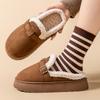 Fashion Outdoor Faux Suede Plush Slippers for Women 2025 Winter Warm Platform Boken Slippers Woman Thick Sole Non Slip Home Slides