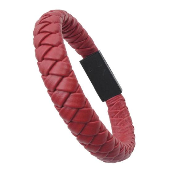 Portable Faux Leather Type-C Micro USB Woven Mini Charging Bracelet Data Cable