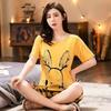 Pajamas Women's Summer, New Spring and Summer Short-sleeved Cute Loose Cropped Pants Loungewear Two-piece Set Summer