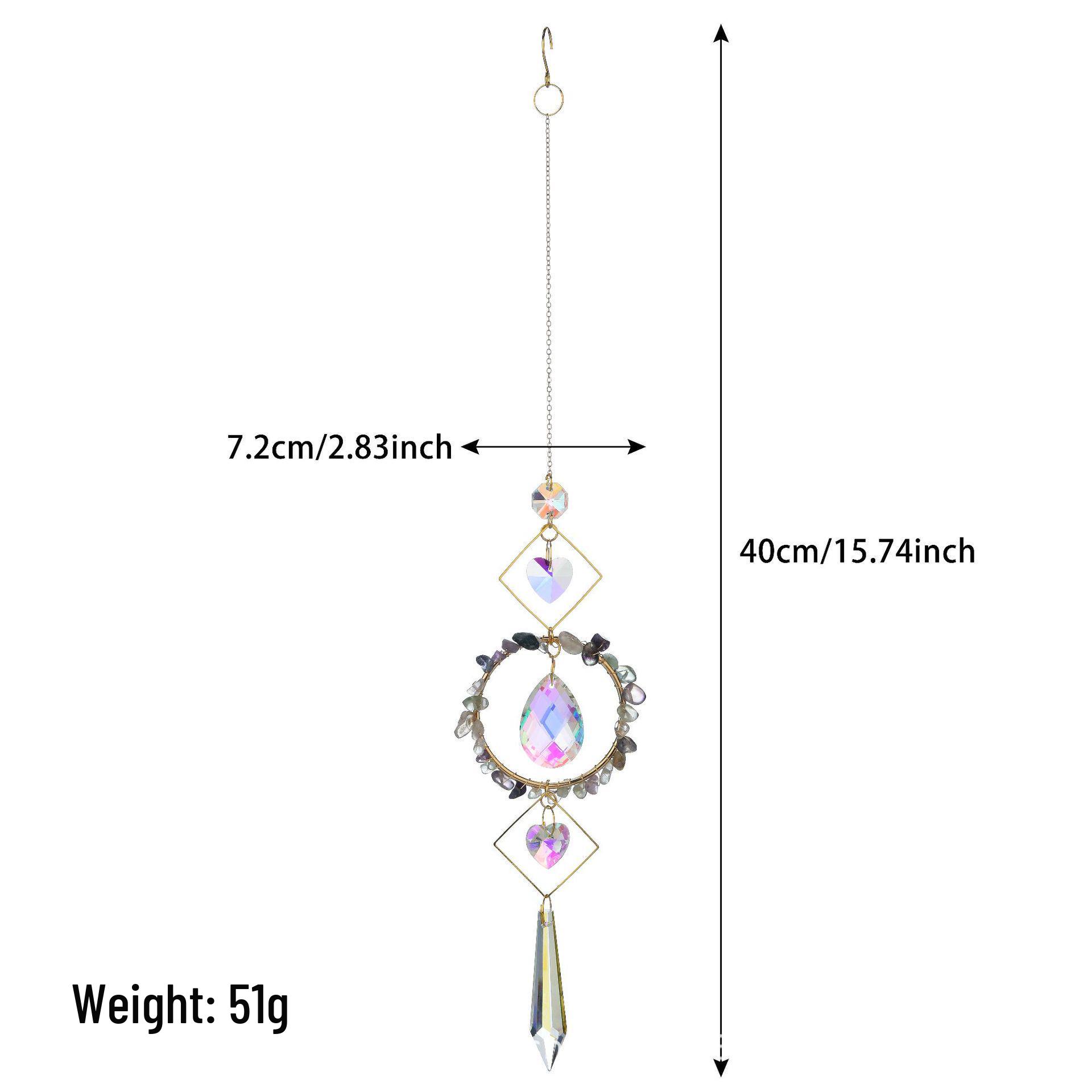 

Кристалічний підвіска-ловець сонця з дзвоником та натуральним каменем