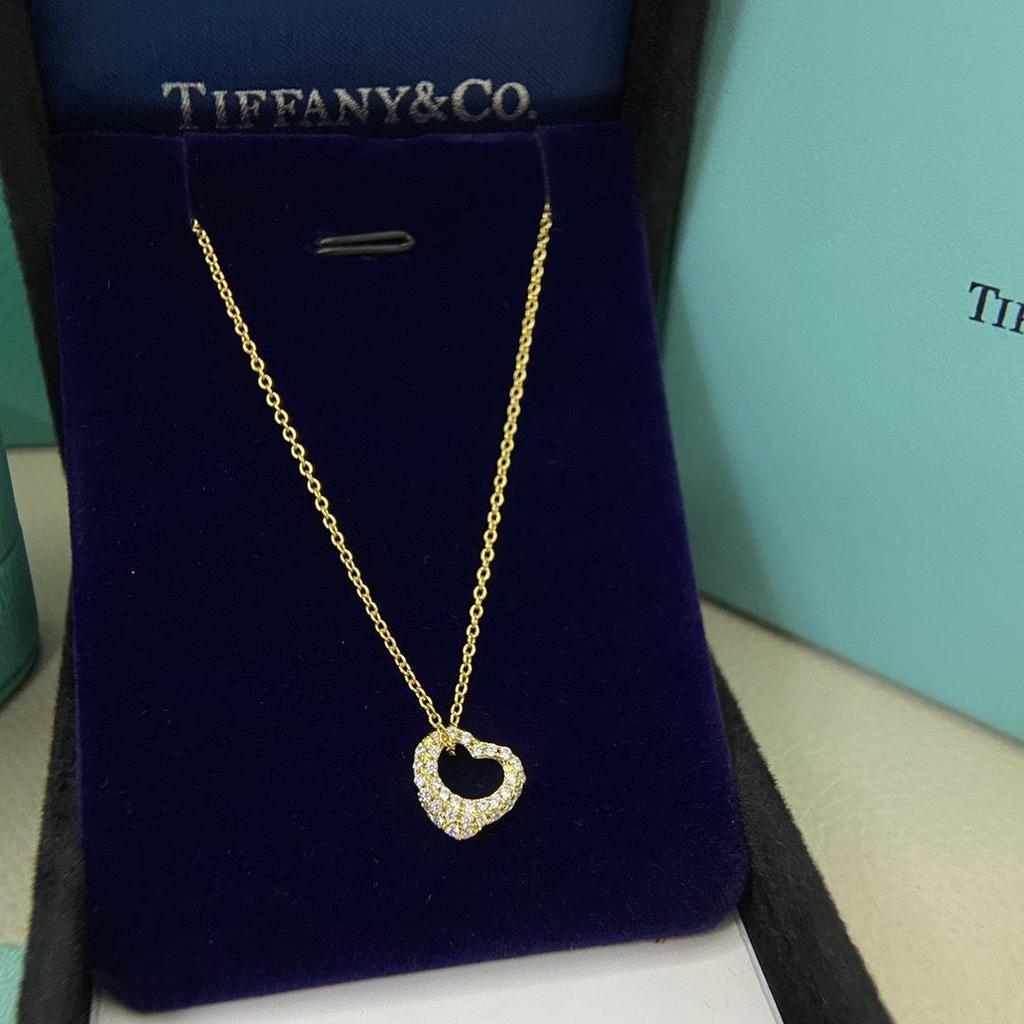 Collar con Colgante de Corazón de Plata de Ley 925 para Mujer Familia T con Diamantes y Esmalte, Cadena Clavicular Azul Clásico, Colgante para Mejor Amiga