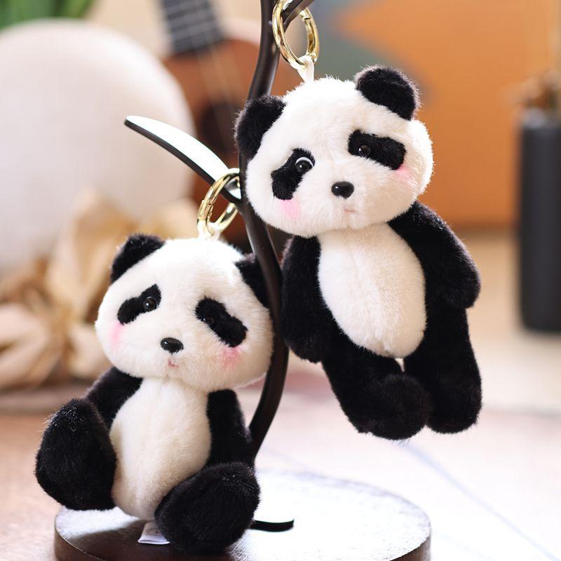 Cute Little Panda Plush Keychain Cartoon Stuffed Animal Doll Plush Toys Keyring Backpack Pendant Hanging Decoration Gifts