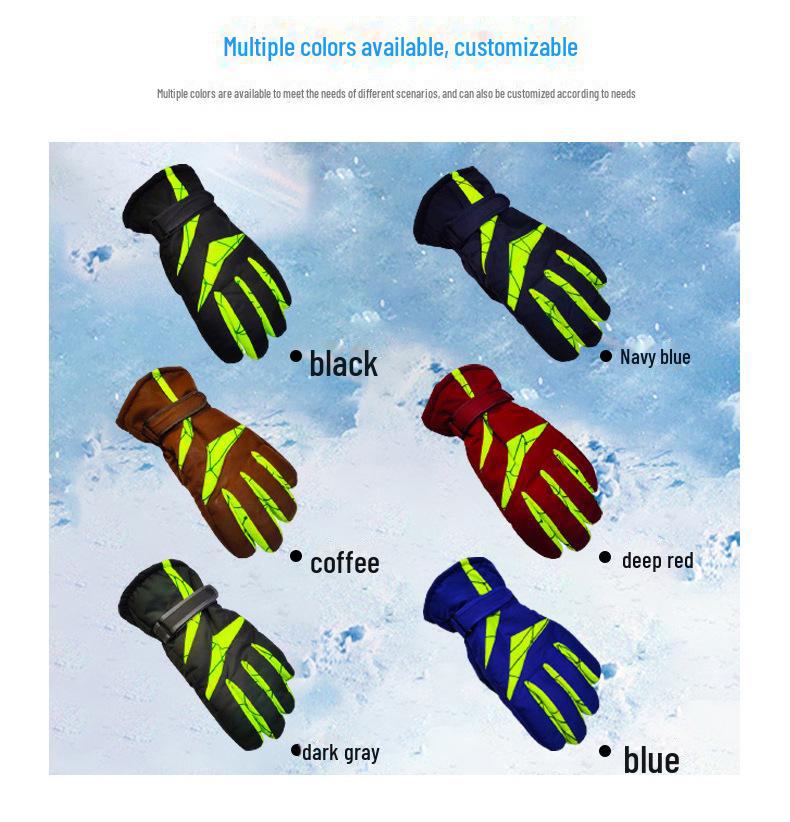 Spot Reflective Men's Winter Ski Gloves - Thick Cold-Proof Outdoor Sports Gear