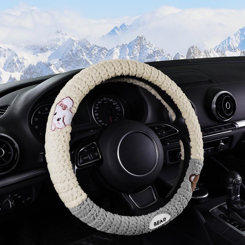 Winter Fleece Steering Wheel Cover Universal Fit O Shape D Short Plush Warm Anti Slip Car Accessory Men Women