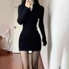 2026 Women's Black Autumn & Winter Hip-Hugging Dress Set