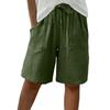 Women's Fashion Cotton-Linen Blend Pocket Elastic Waist Loose-Fit Casual Cropped Pants