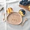 Yaxell The School Wooden Plate Cutlery Dishwasher Natural Present Bears' Children's & Set, Safe, Wood, Gift,
