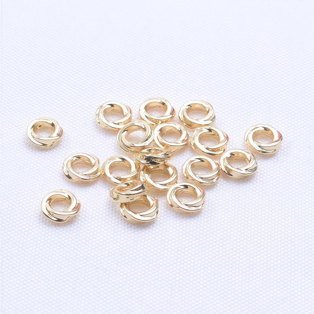 18K Gold Plated Colorfast Twisted Round Spacer Beads for DIY Jewelry and Handmade Bracelets, 4mm & 6mm.