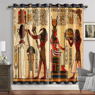 Egyptiska fönstergardiner Forntida gudar Gardin för vardagsrum Lyx Egypten Hieroglyfer Draperier Sovrumsinredning Gardiner