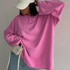Moda Allentato Girocollo Manica Lunga Rosa T-shirt da Donna Strada Solido Pullover Donna Magliette 2023 Autunno Signore Magliette Magliette e camicette 29355