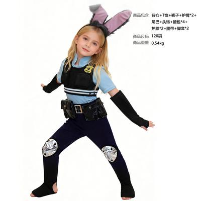 Halloween New Costumes Crazy Animal City Cosplay Judy Rabbit Police Officer Short-sleeved Full Set of Costumes