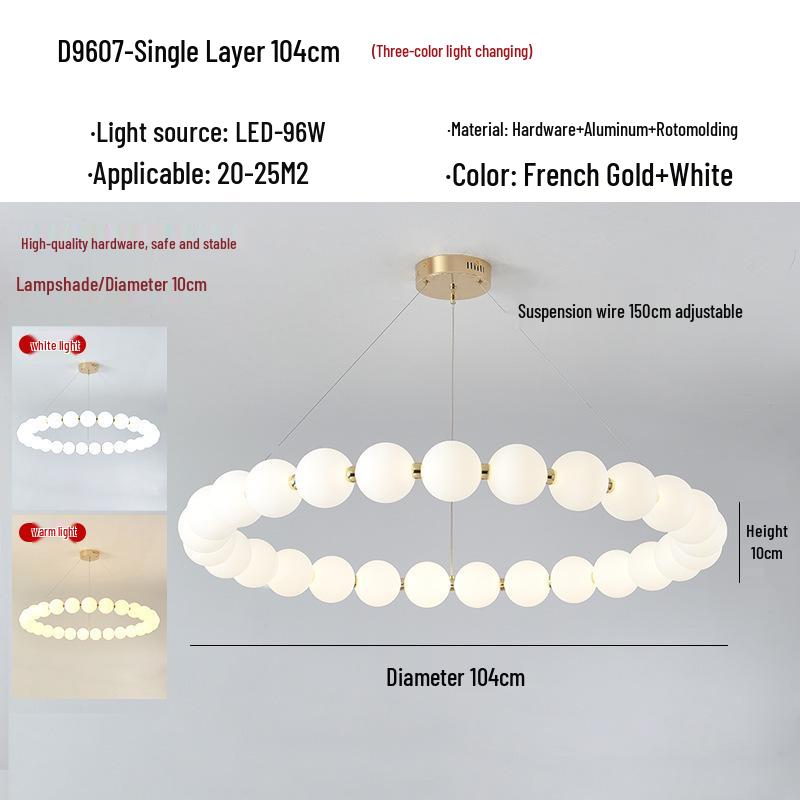 Nordic Modern Minimalist LED Chandelier - Pearl Necklace Design for Living Room, Bedroom, and Restaurant.