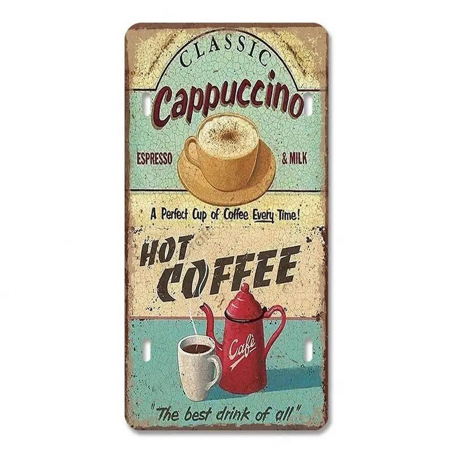

Номерные знаки Coffee Time для украшения стен Металлические жестяные знаки Винтажные бирки Металлические автомобильные знаки для кафе, баров, клубов, гаражей, пабов 15x30cm