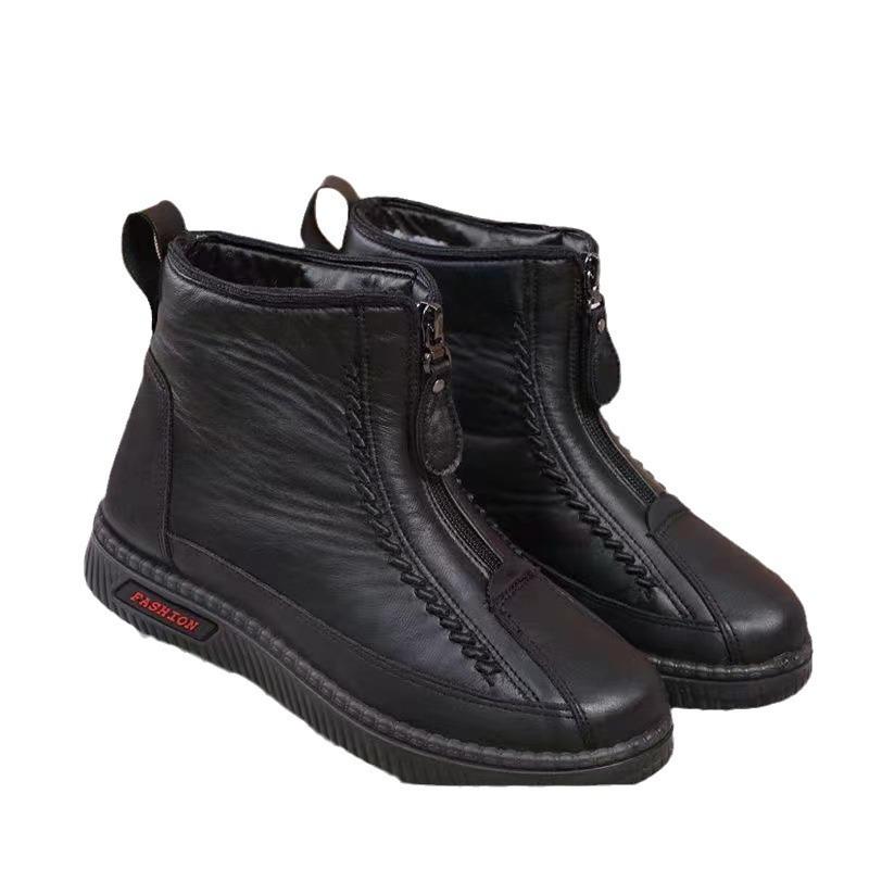 Winter new velvet thickened women's cotton shoes zipper cotton boots women's shoes