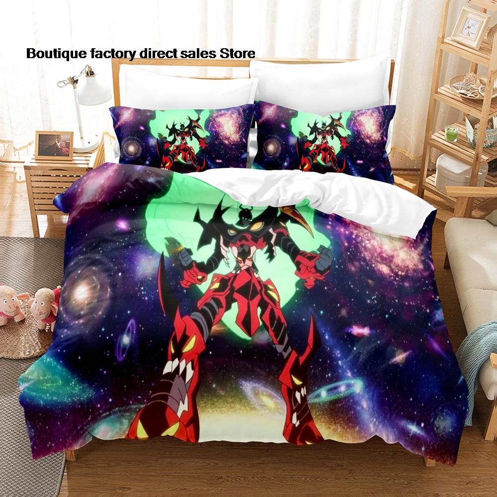 3D Printed Gurren Lagann Anime Bedding Set Duvet Cover Pillowcase For Fans Bedroom Decor Twin Full Queen King Size Bed Linen