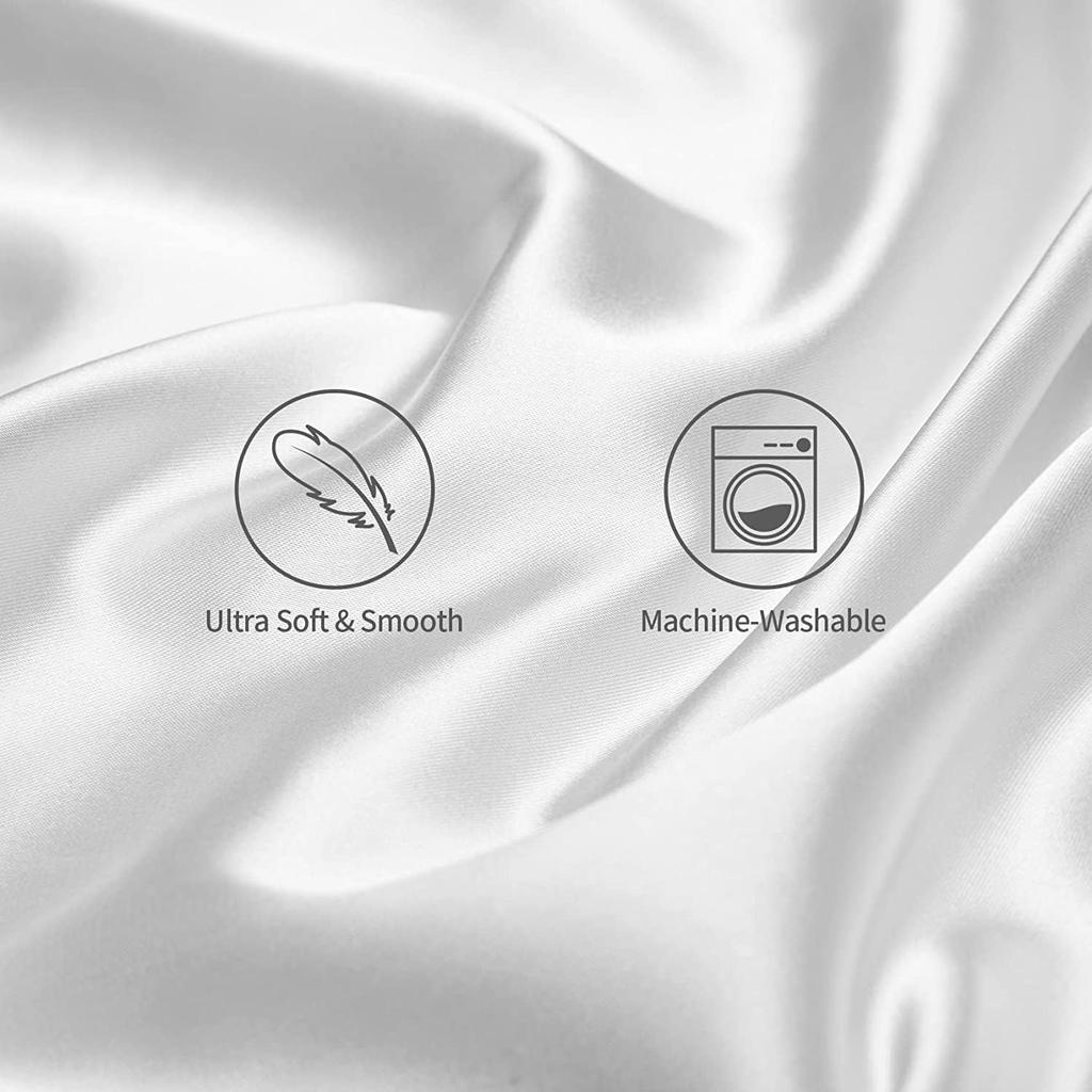 Satin Silk Pillowcase for Hair and Skin Soft Breathable Smooth Both Sided Silk Pillow Cover Pair 50x75cm 2pcs