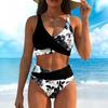 New tropical floral print sexy split bikini swimsuit women's vacation beach suit