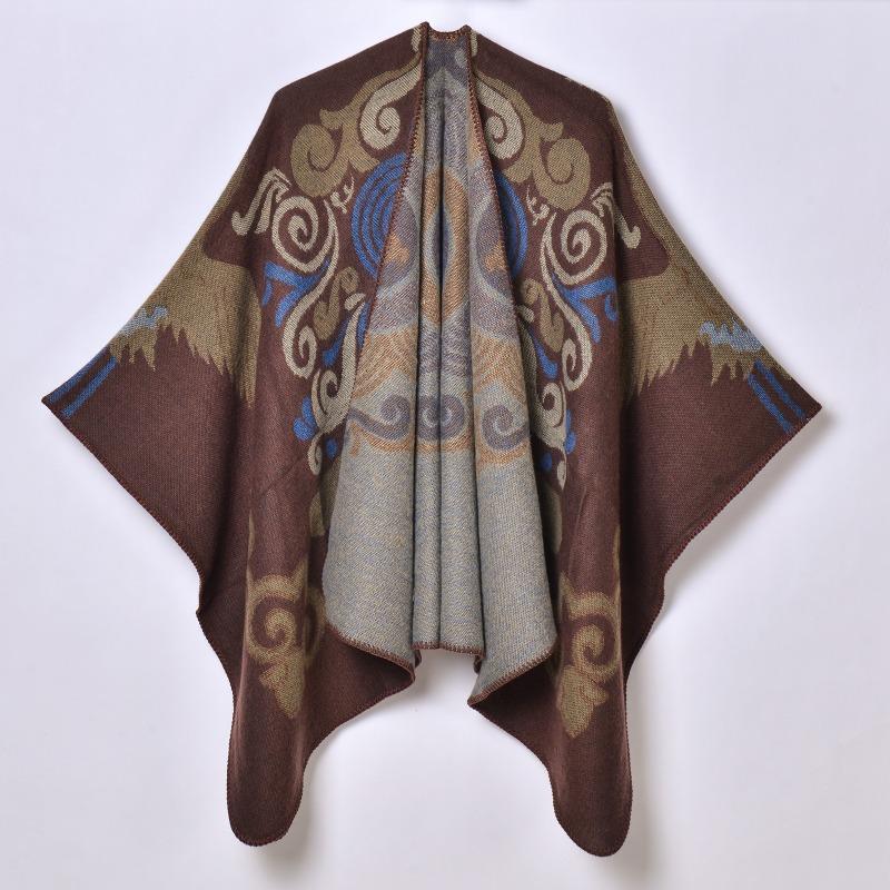 Women's jacquard thickened warm scarf shawl Yunnan Nepal travel photo shawl outside