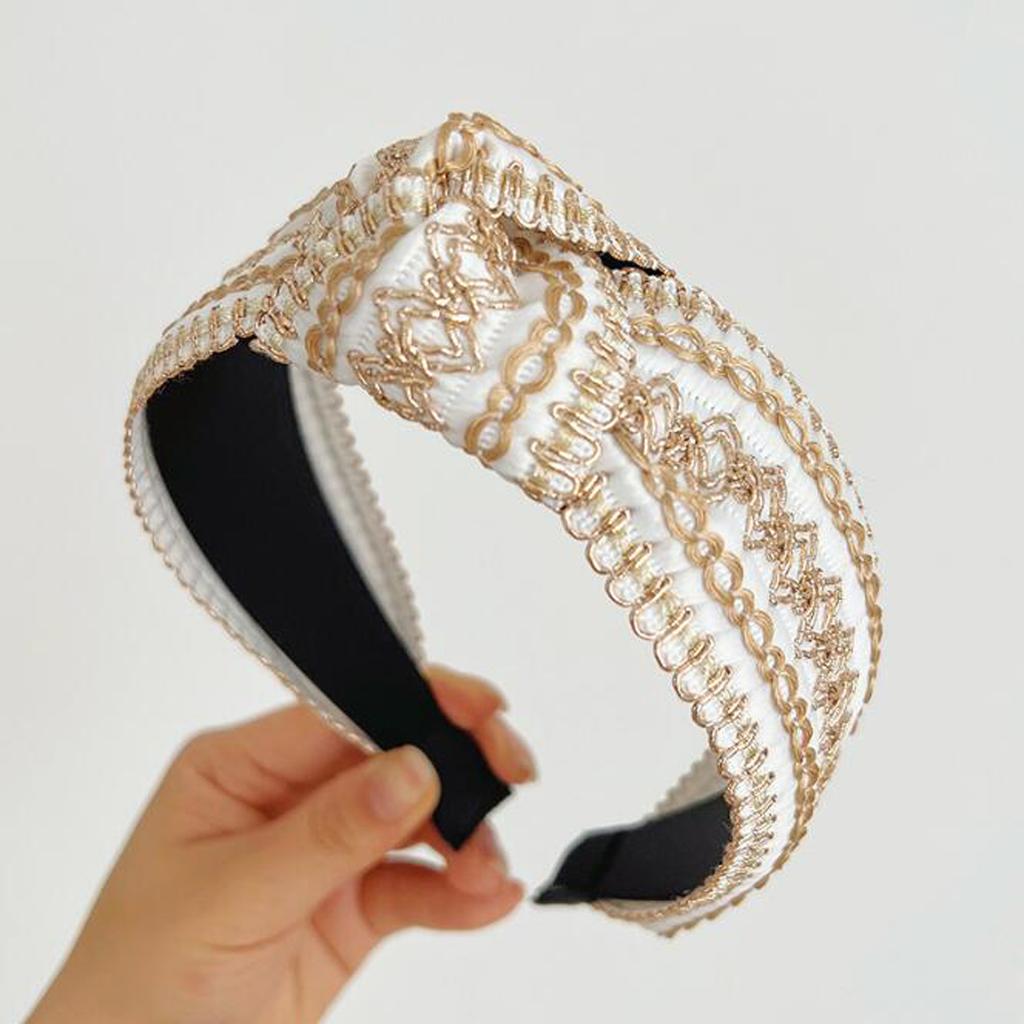 PROLY Neue Mode Haaraccessoires für Frauen Breite Seite Vintage Böhmisch Kopfschmuck Mittiger Knoten Turban Mädchen Stirnband Haarband