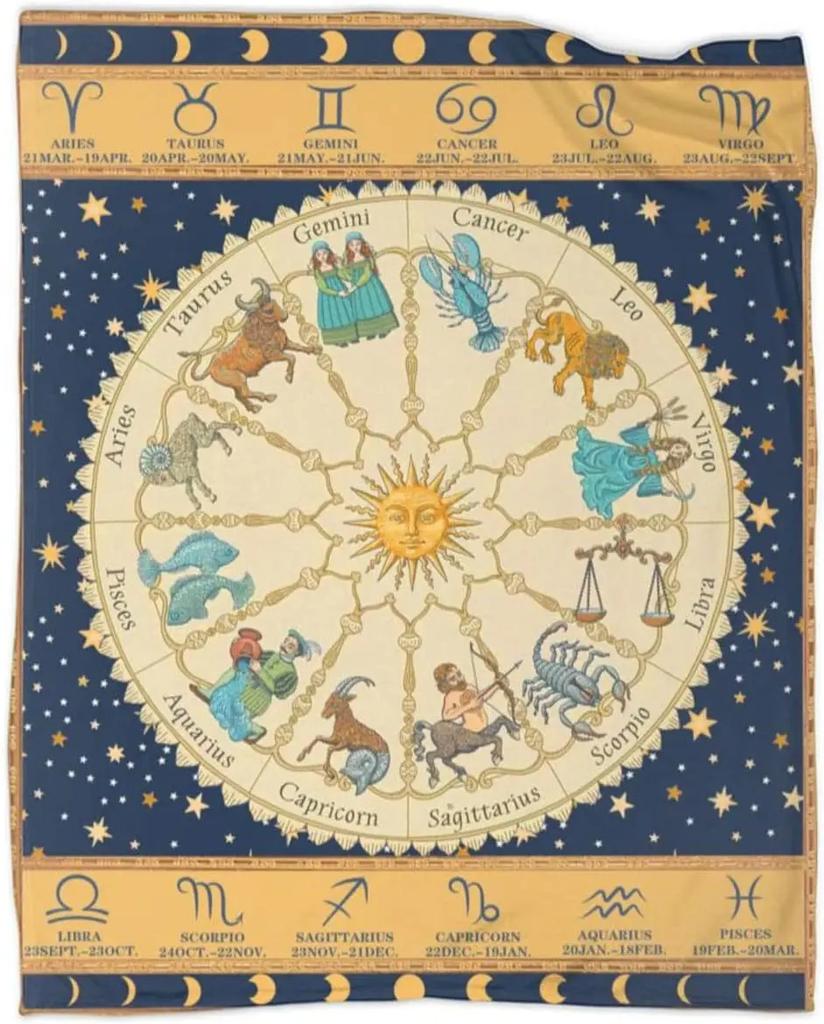 Bohemian Blanket Sun Moon Starry Sky Black Flannel Blanket