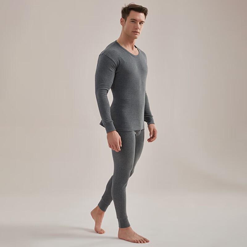 Hengyuanxiang Men's Thin Pure Cotton Antibacterial Thermal Underwear Set