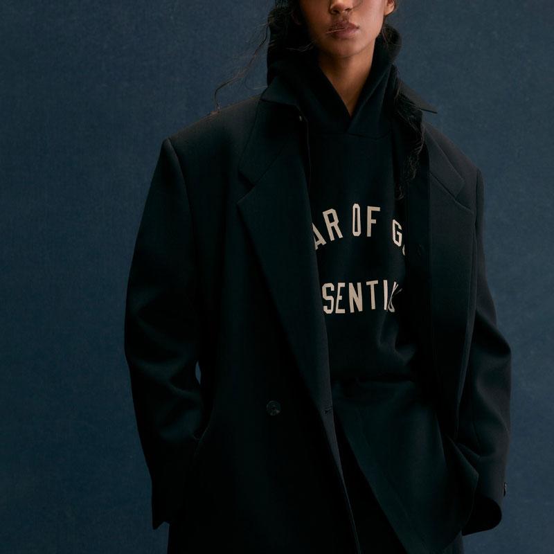 Fear of God Essentials Fleece Cropped Hoodie Black Women Tops 192HO247350FW