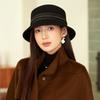 French Hat Women'S Autumn And Winter High-End Sense Elegant Bucket Hat Hepburn Style Show Face Small Wool Top Hat