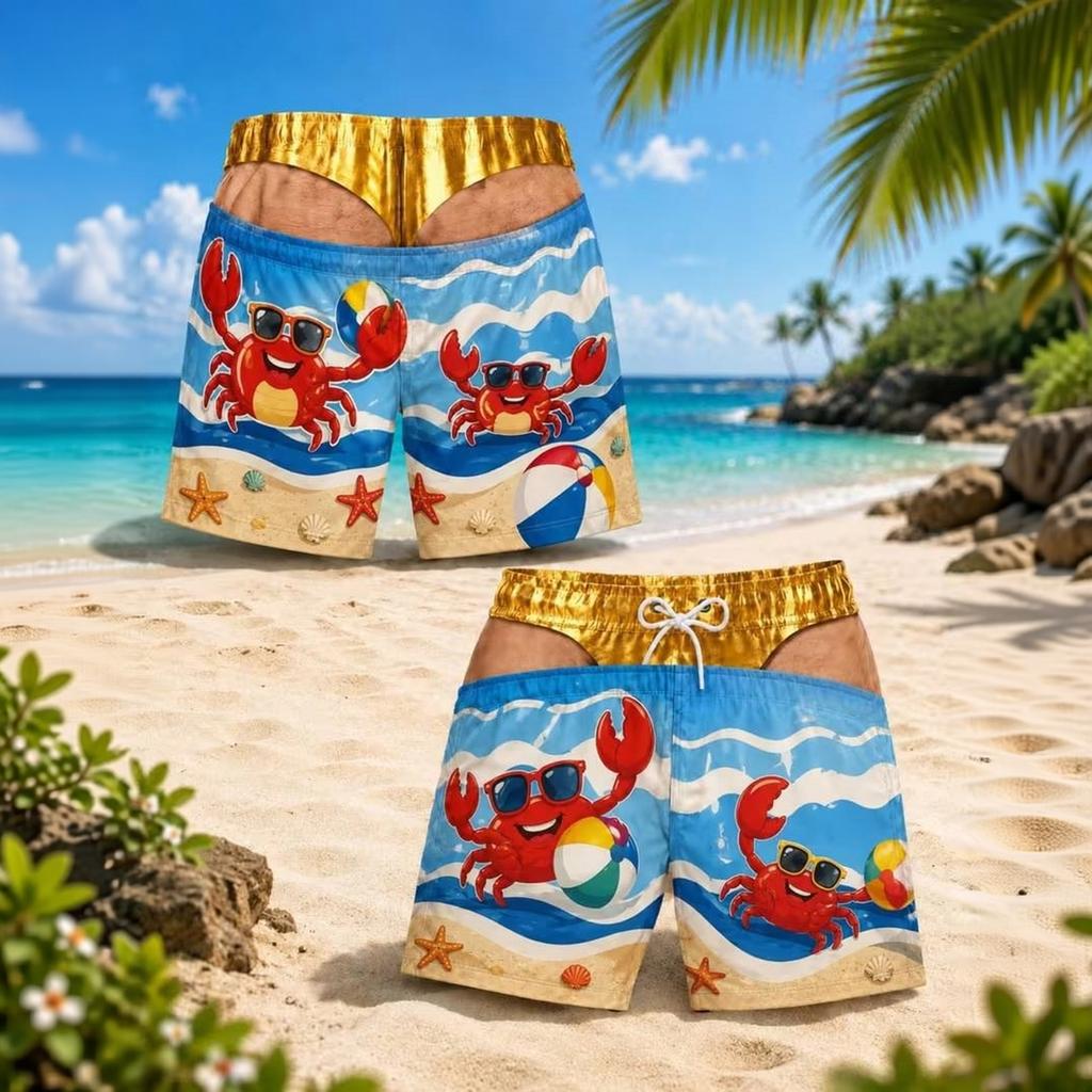 Herren Strandshorts Hawaiianische Badeshorts für den Sommer