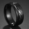 Fede in Tungsteno Nero Anelli Punk Trama d'Acciaio per Uomo Donna Scanalatura Fibra di Carbonio Anello alla Moda