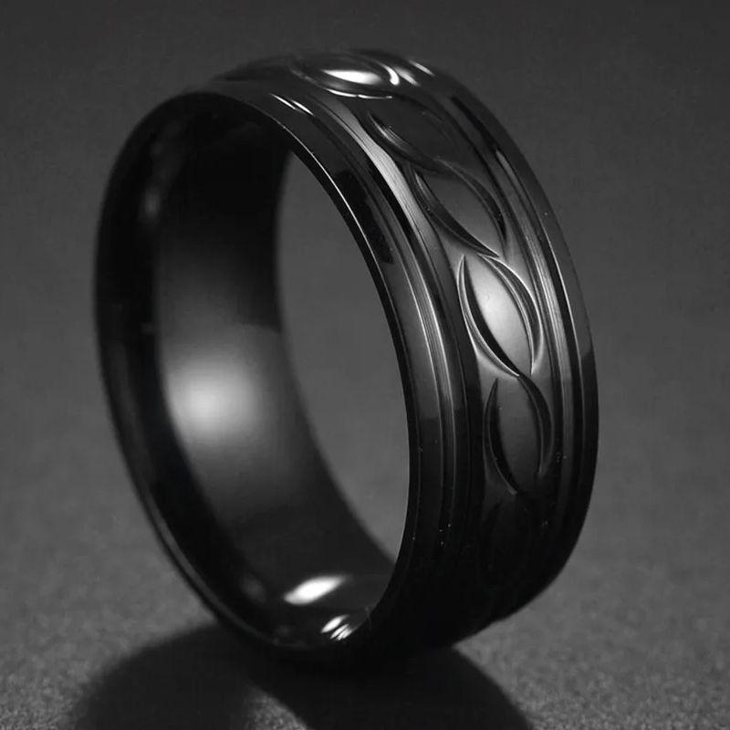 Fede in Tungsteno Nero Anelli Punk Trama d'Acciaio per Uomo Donna Scanalatura Fibra di Carbonio Anello alla Moda