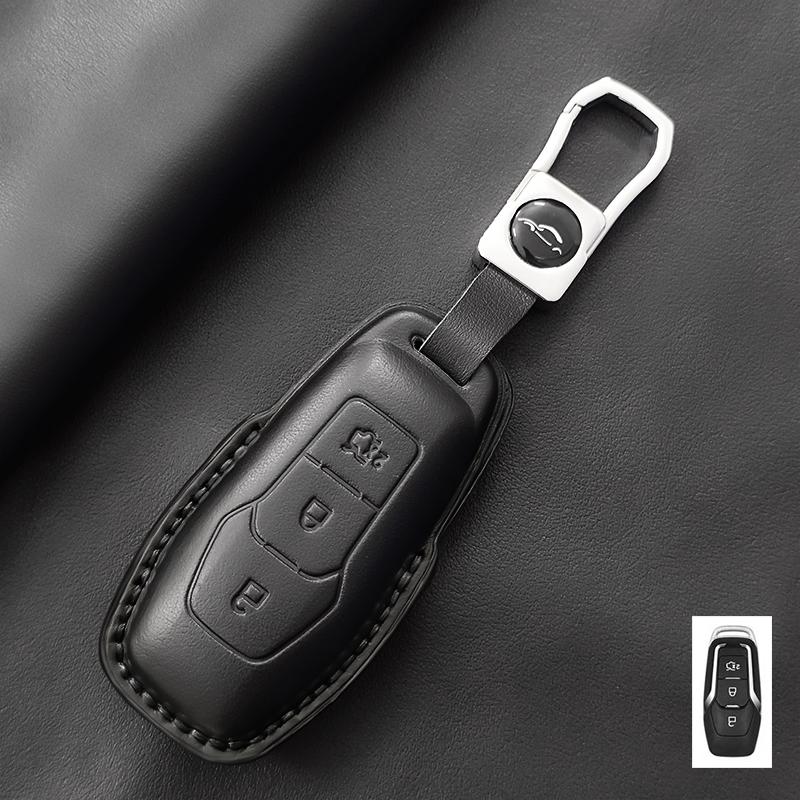 Genuine Leather Car Key Case Cover Fob For Ford Focus 3 4 St Mondeo 5 Mk5 Mustang F-150 Explorer Edge Fiesta Kuga Mk3 4 Durable