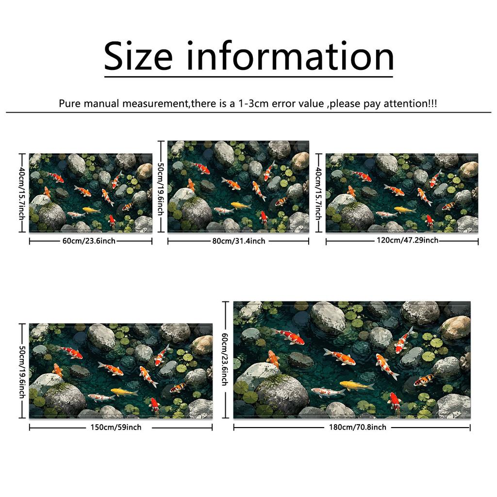 1Pcs Anti Fatigue Kitchen Rugs Koi Fish Clear Pond Print Waterproof Non Slip Thick Cushioned Mat
