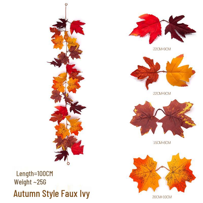 Artificial Maple Leaf Vine Fall Decoration for Thanksgiving and Halloween Wall Hanging
