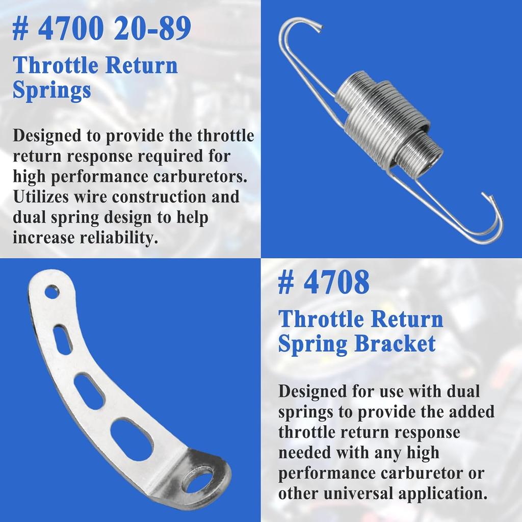 2Sets 4708 Throttle Return Spring Bracket, With 59207 Throttle Return Springs (12 Springs)