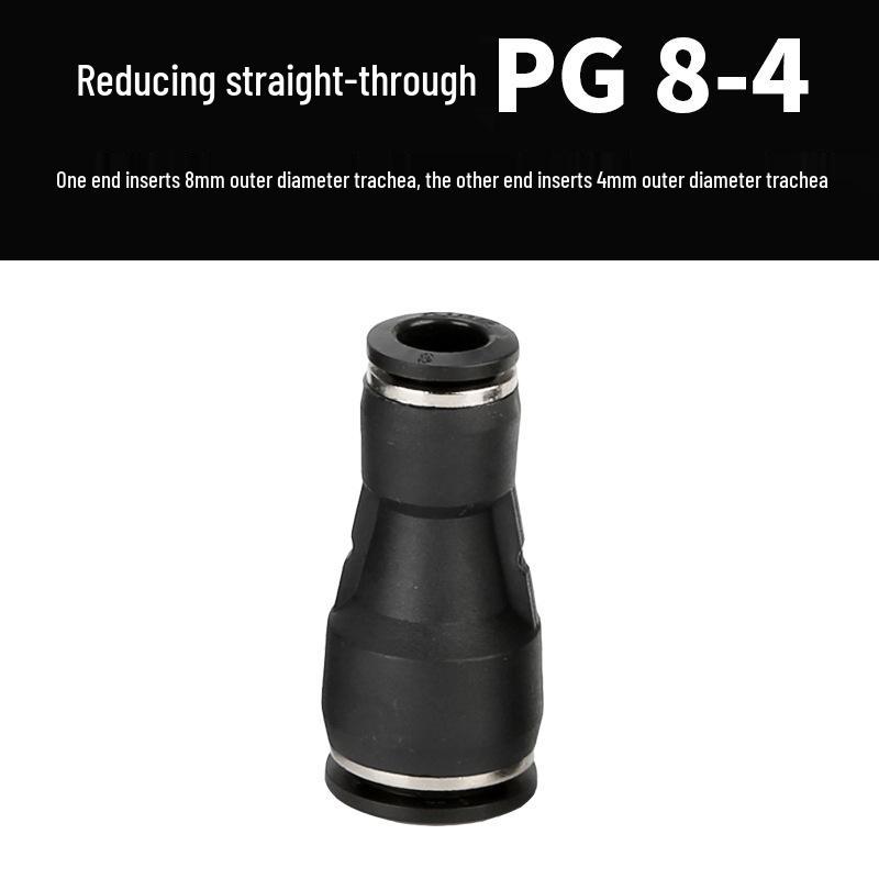 Straight Quick Push-In Pneumatic Air Tube Connector, PU Sizes 6-16, Plastic Two-Way Joint