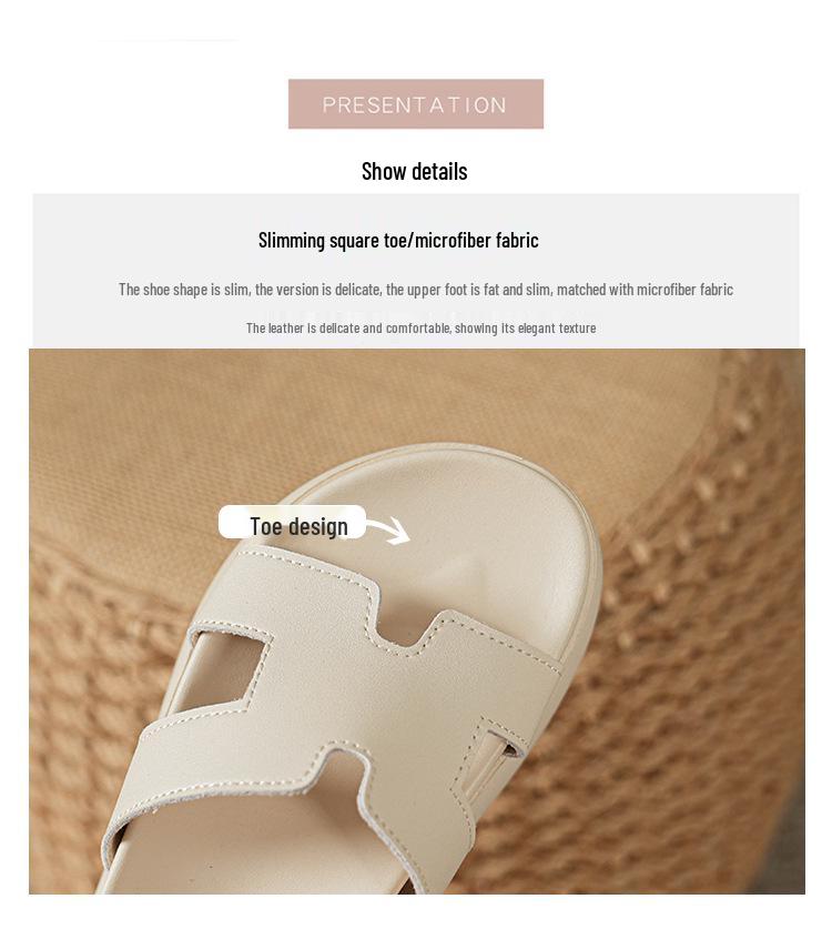 Women's Leather Platform Sandals, 2025 Style, Summer Outdoor Fashion, Versatile, Height-Increasing, 'Stepping On Cloud'.