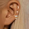 3 STÜCKE Edelstahl Goldfarben Kreis Creolen Set für Damen Einfache Zirkon Blume Ohrstecker Knorpelpiercing Schmuck