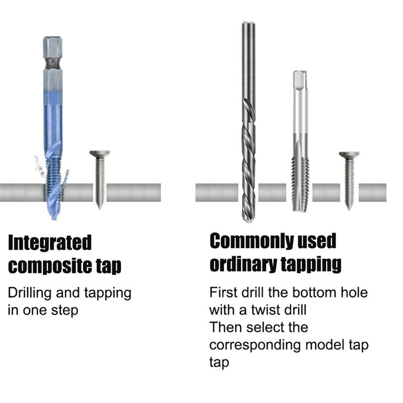 A96I-Hex Shank Screw Thread Metric Tap Drill Bits Screw Machine HSS Compound Drill Hand Tools For Metal Steel Wood Plastic