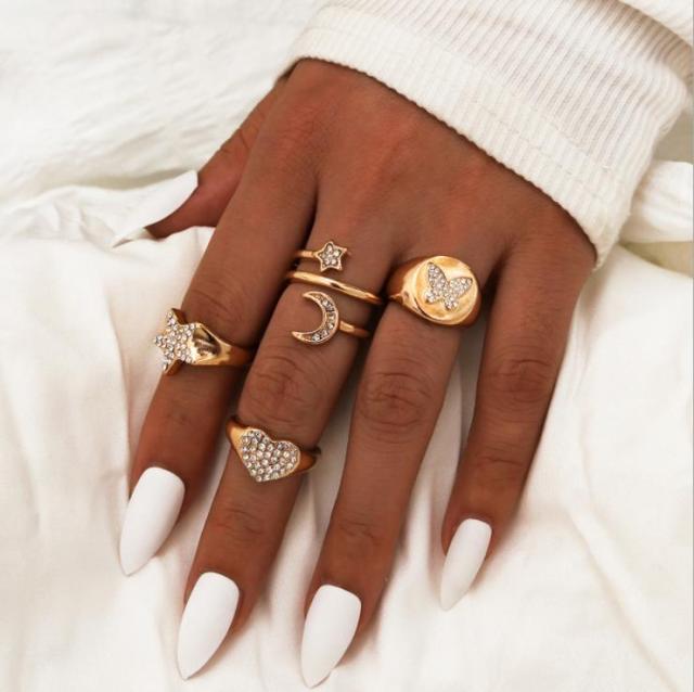 Matching Rings For Women Anillos Mujer Gold Ring Set Bagues Anillo Bohemian Jewellery Slytherin Accessories Couple Gift Sygnety