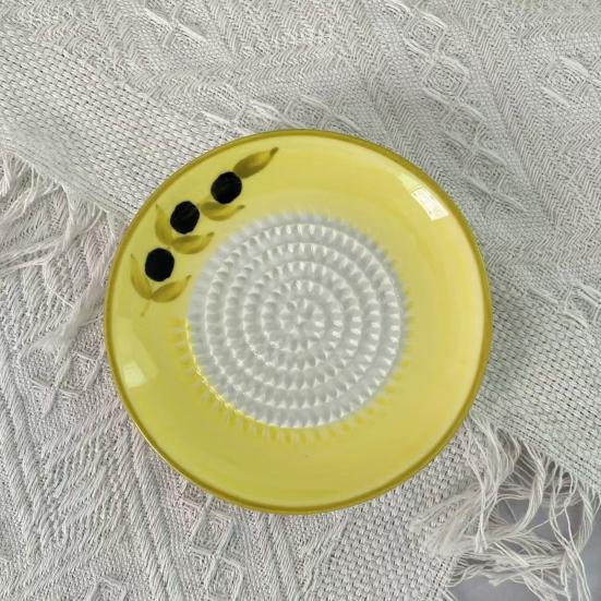 Ceramic Ginger Grater Plate, Manual Garlic Mincer Dish, Multifunctional Masher for Food, Kitchen Grinding Bowl for Ginger Garlic Puree