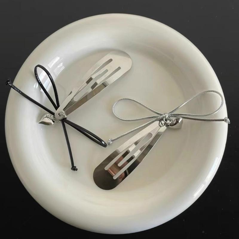 Schleifenherz-Anhänger Haarspange Metall-Druckverschluss Bunte Haarnadel für Damen und Mädchen Modisches Haaraccessoire