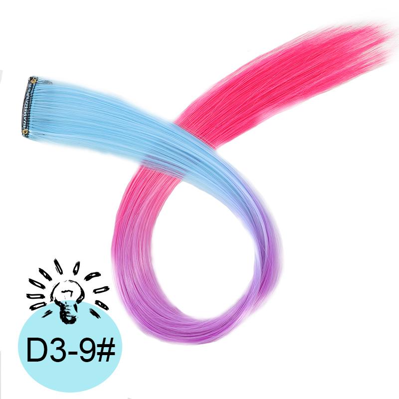 One Card Gradient Hanging Ear Dye Three Color Hair Extension Wig BB Clip Colored Wig Women's Synthetic Wig Halloween Music Festival Party Use