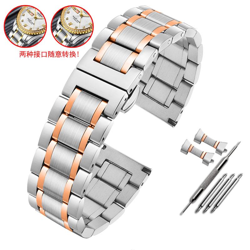 20mm 22mm Universelles Gebogenes Herren-Uhrenarmband Für Casio EFV-540 500 510 EQB-501 EFR-303 Massives Edelstahlarmband Metall-Uhrenkette